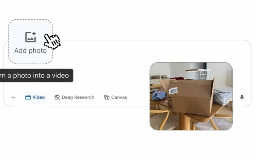 Google Veo 3 image-to-video feature interface in Gemini app